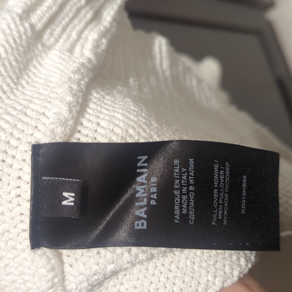 Balmain Men's White Cable Knit Sweater - Size M Like New - Picture 6 of 13
